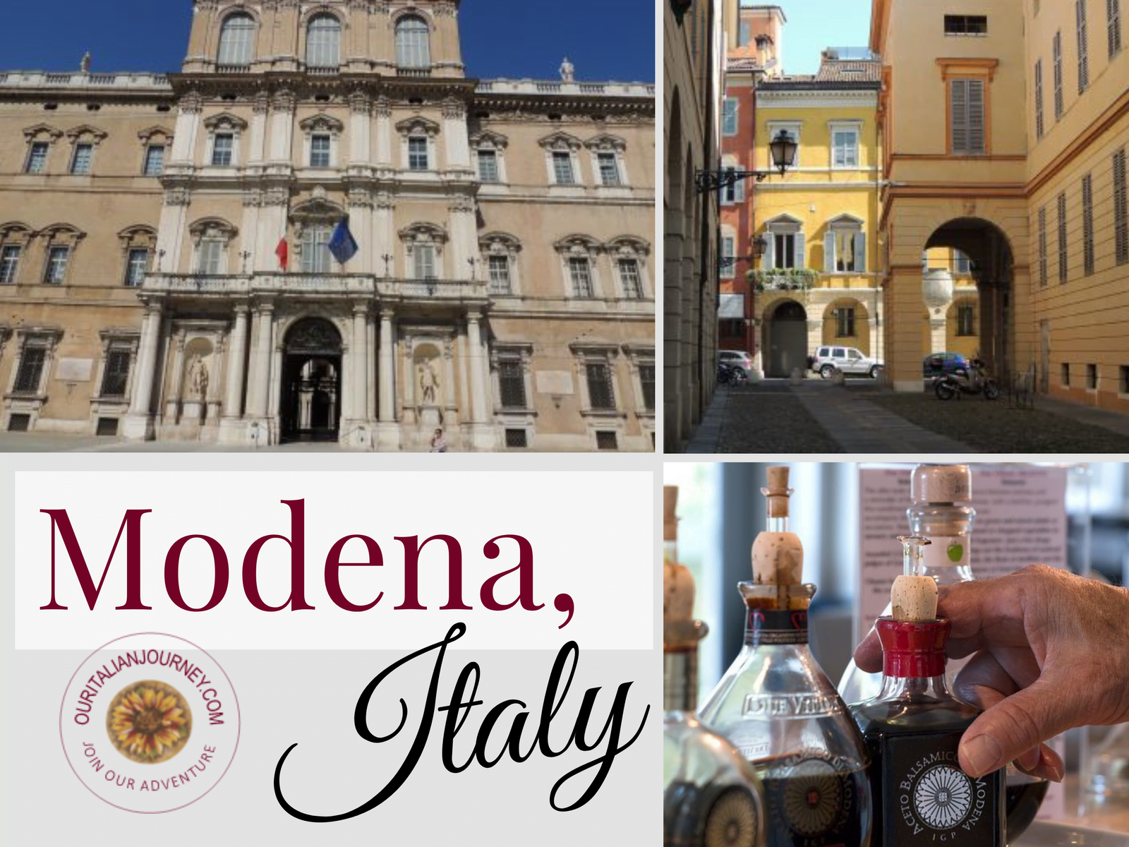 Modena Italy is known for its balsamic vinegar and iconic Italian sports cars.