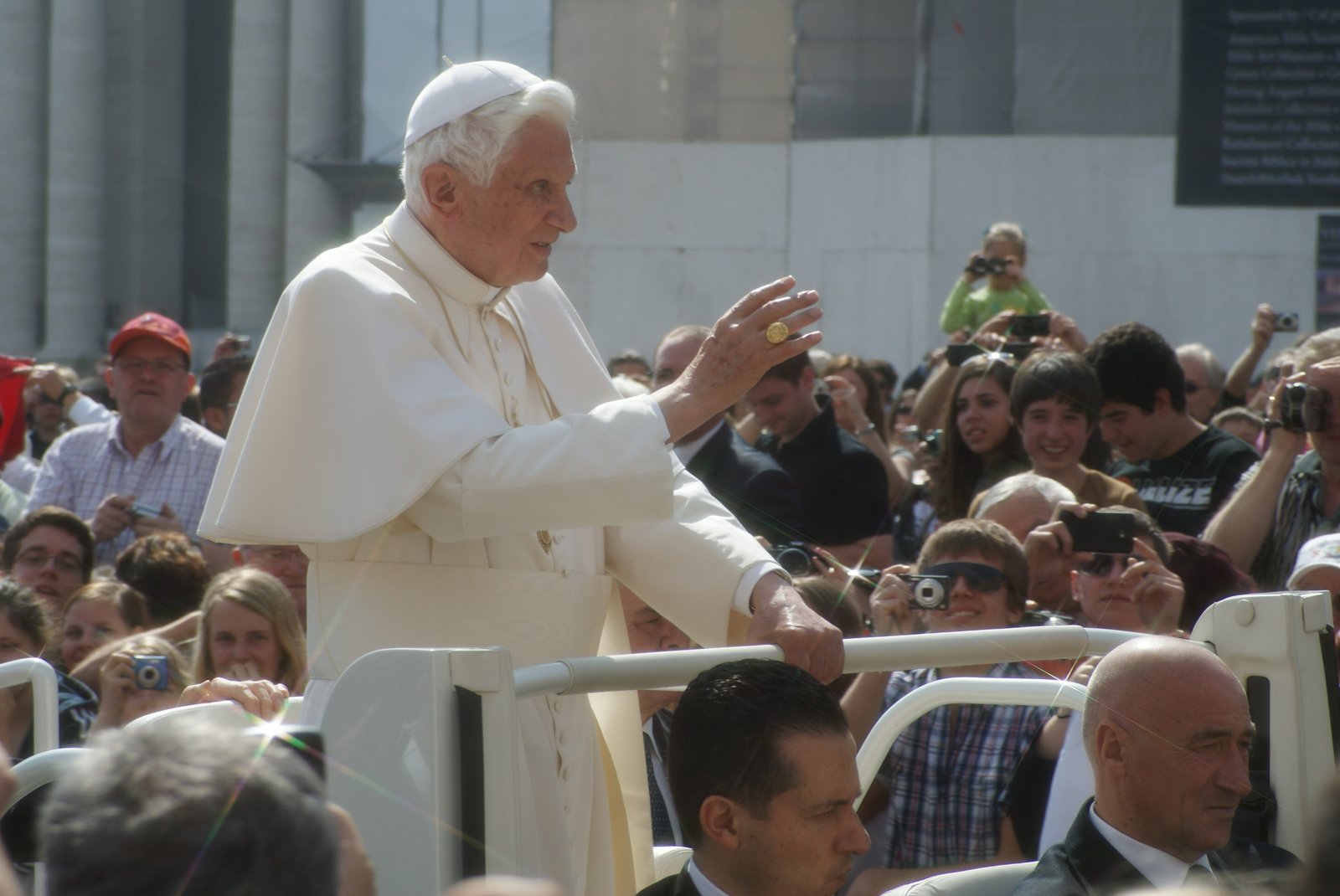 Pope Benedict XVI in Rome, Italy during an outdoor service