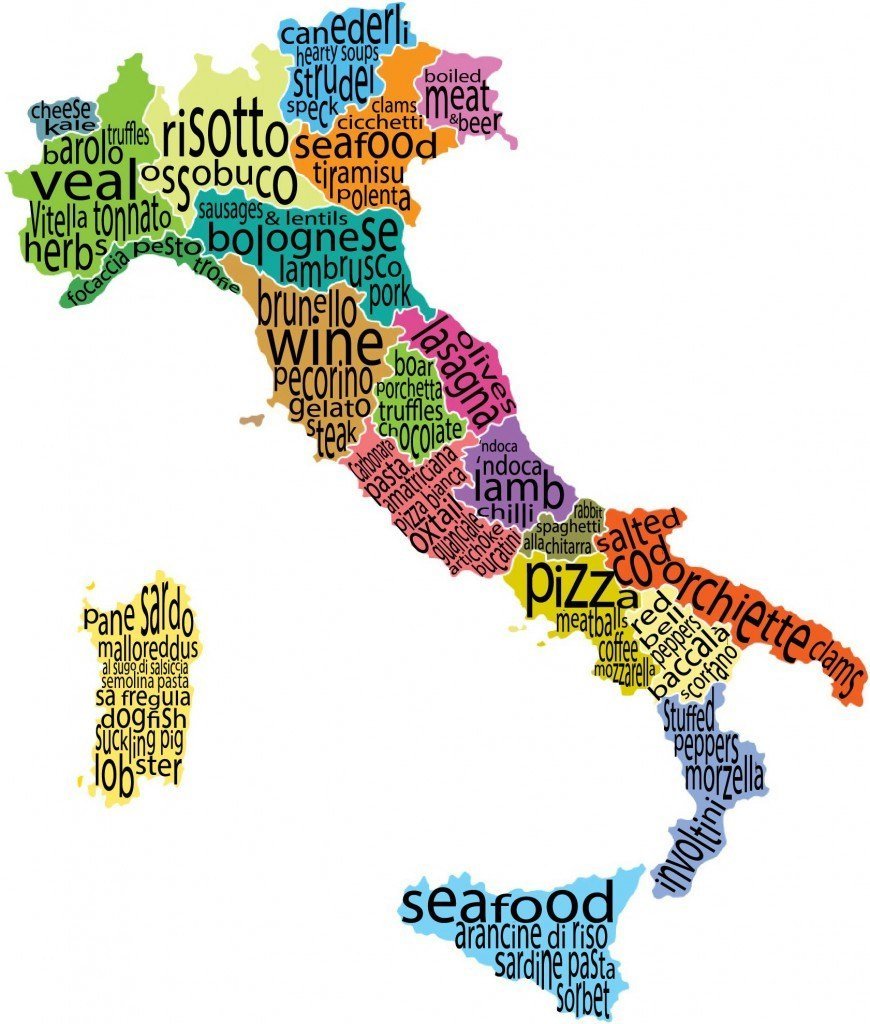 Food map of Italy describes what regions are famous for certain foods. ouritalianjourney.com