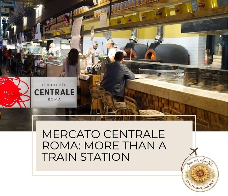 Mercato Centrale Roma train station is a great place to grab something to eat. Something for everyone is here - ouritalianjourney.com