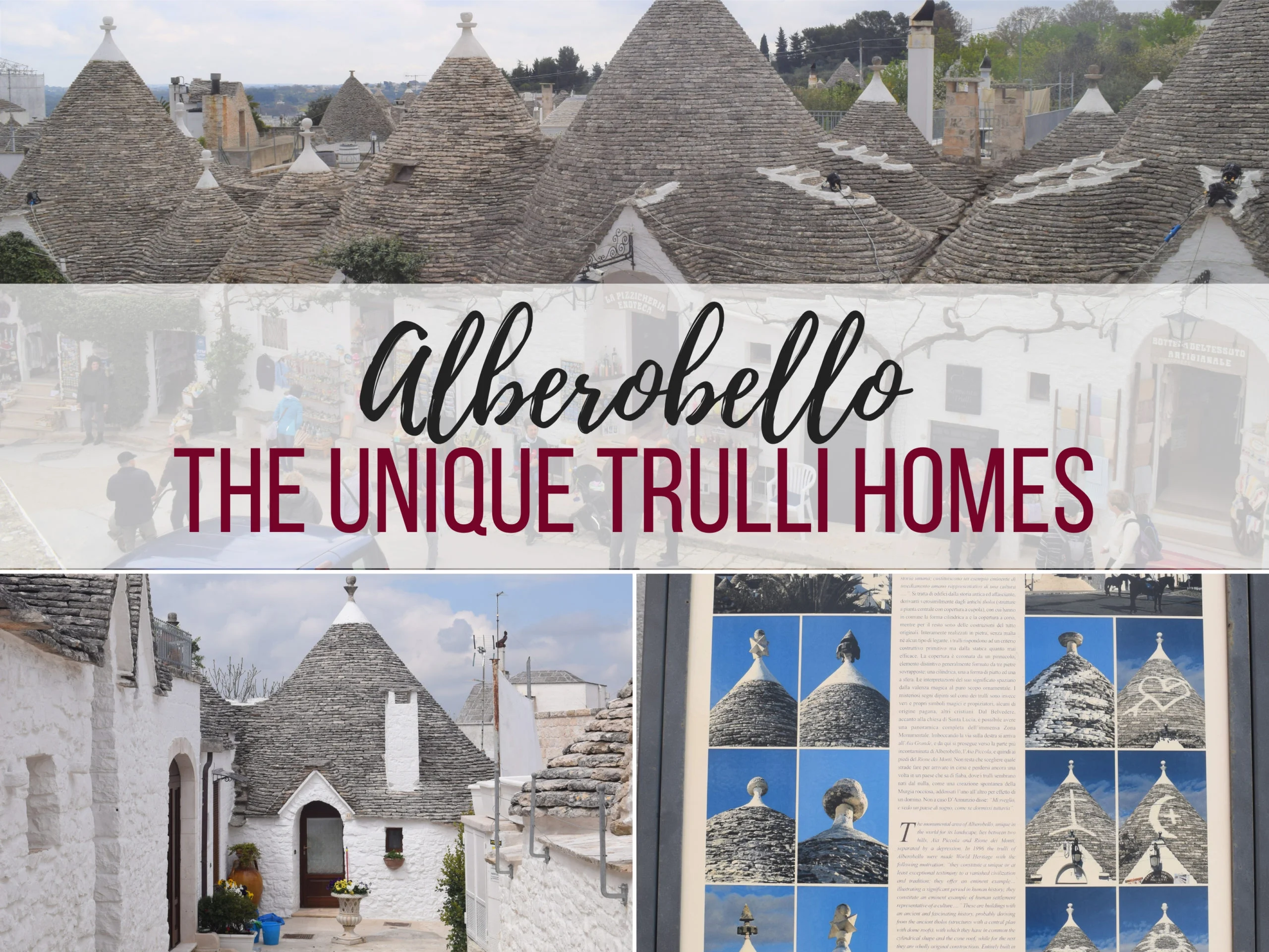 Alberobello in Puglia, Italy is a must see. Visit the trulli homes which are so unique. ouritalianjourney.com