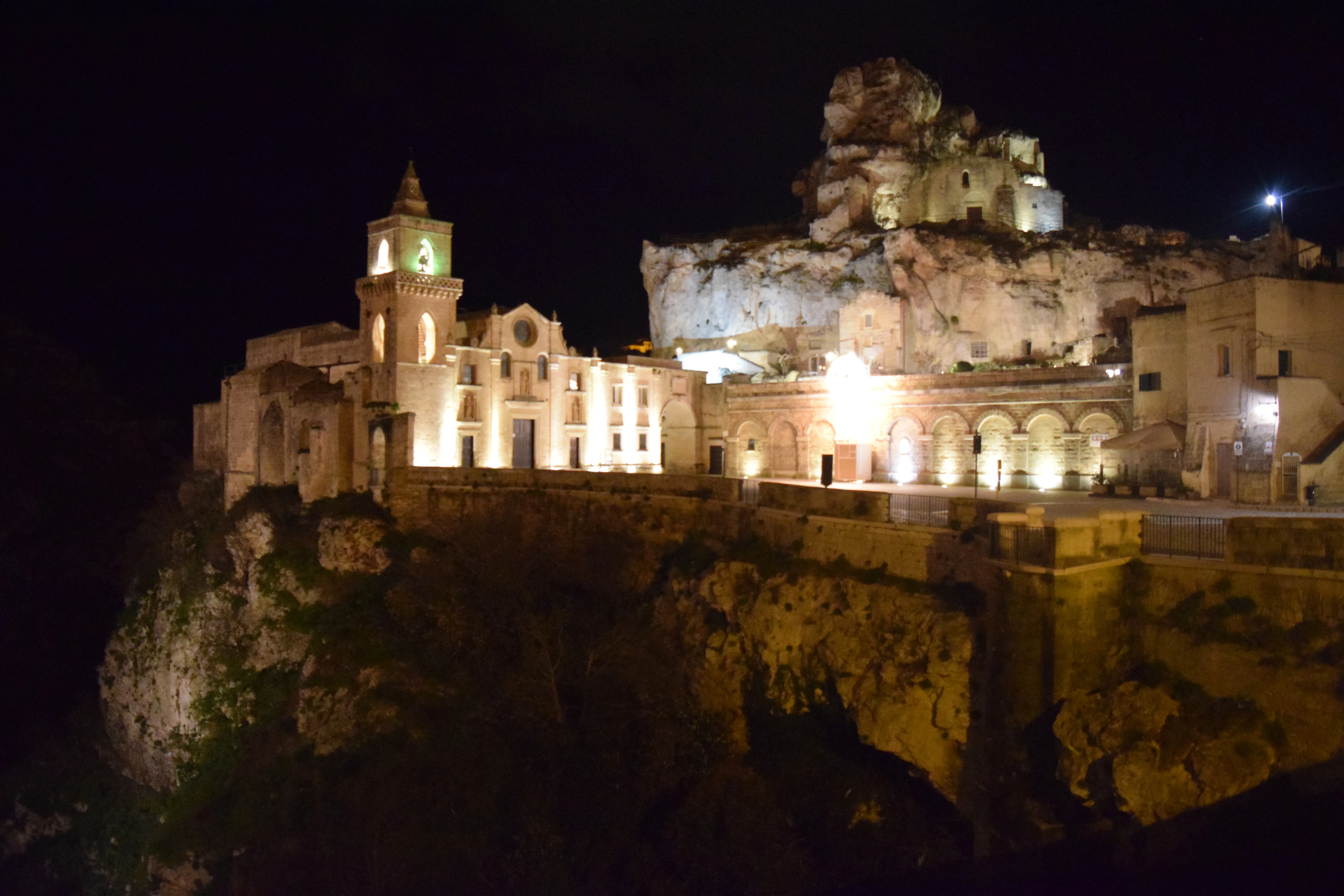 Matera, Italy at night, UNESCO, ouritalianjourney.com , S. Pietro Caveoso
