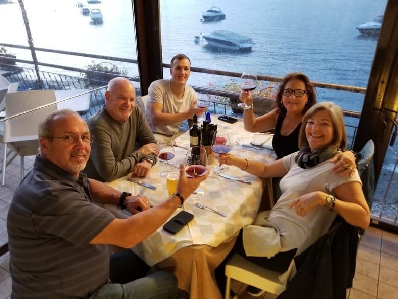 Dinner with friends in Lezzeno on Lake Como. Beautiful lake. ouritalianjourney.com