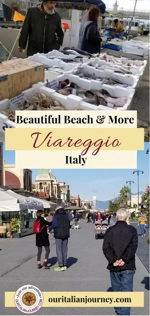 Viareggio, Italy beautiful beach, harbor and view of Carrara mountains. ouritalianjourney.com