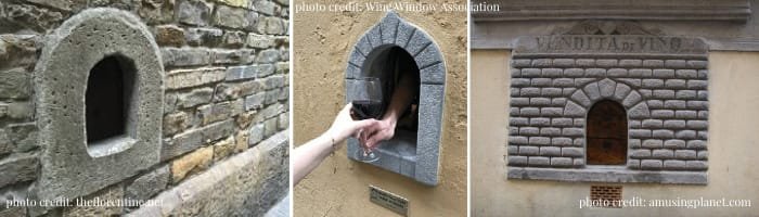 special wine windows in Florence, Italy - ouritalianjourney.com