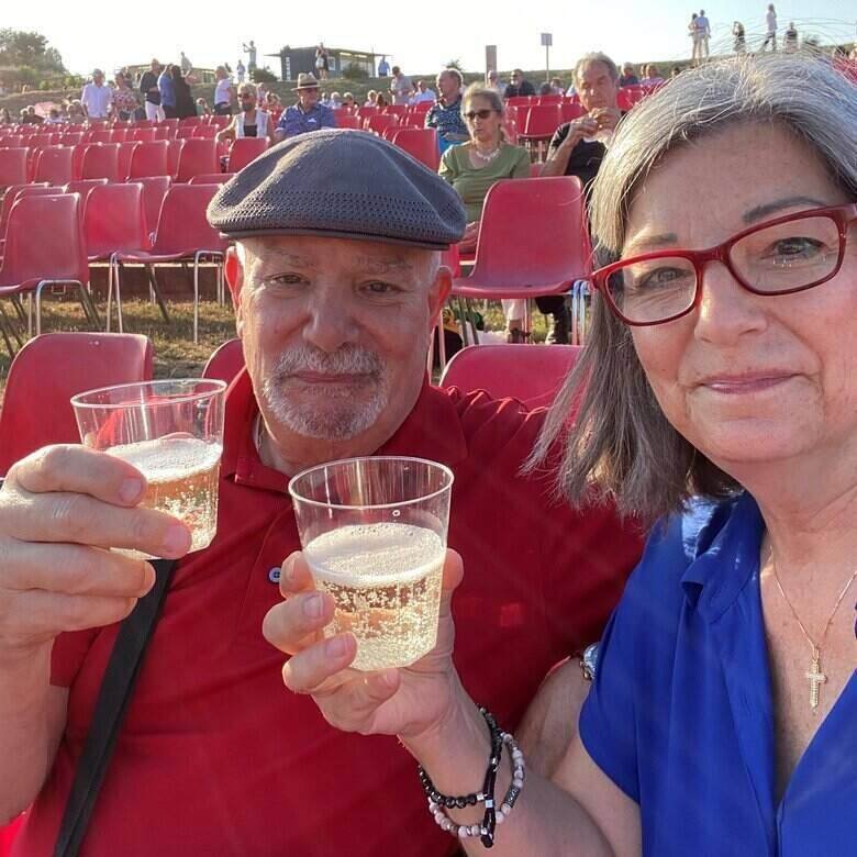 Ilene & Gary Modica at Andrea Bocelli concert in Lajatico, Italy - ouritalianjourney.com