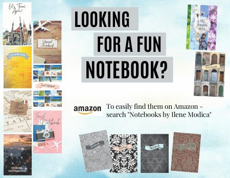 Fun notebooks for sale designed by Ilene Modica on Amazon
