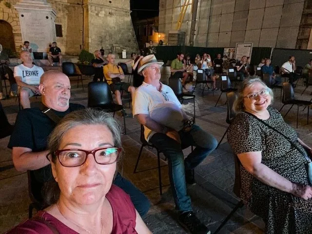 Piazza San Benedetto Norcia watching UEFA Euro 2020 - ouritalianjourney.com