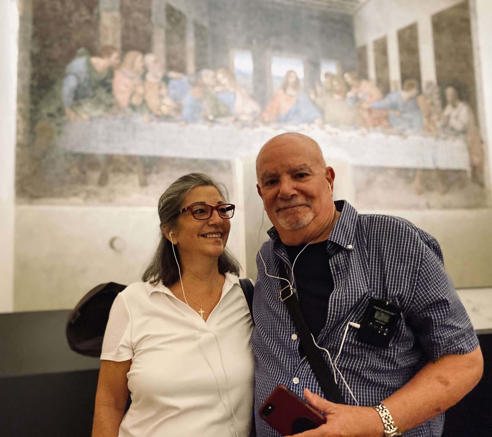 Ilene and Gary Modica in front of the Last Supper in Milan, Italy, ouritalianjourney.com