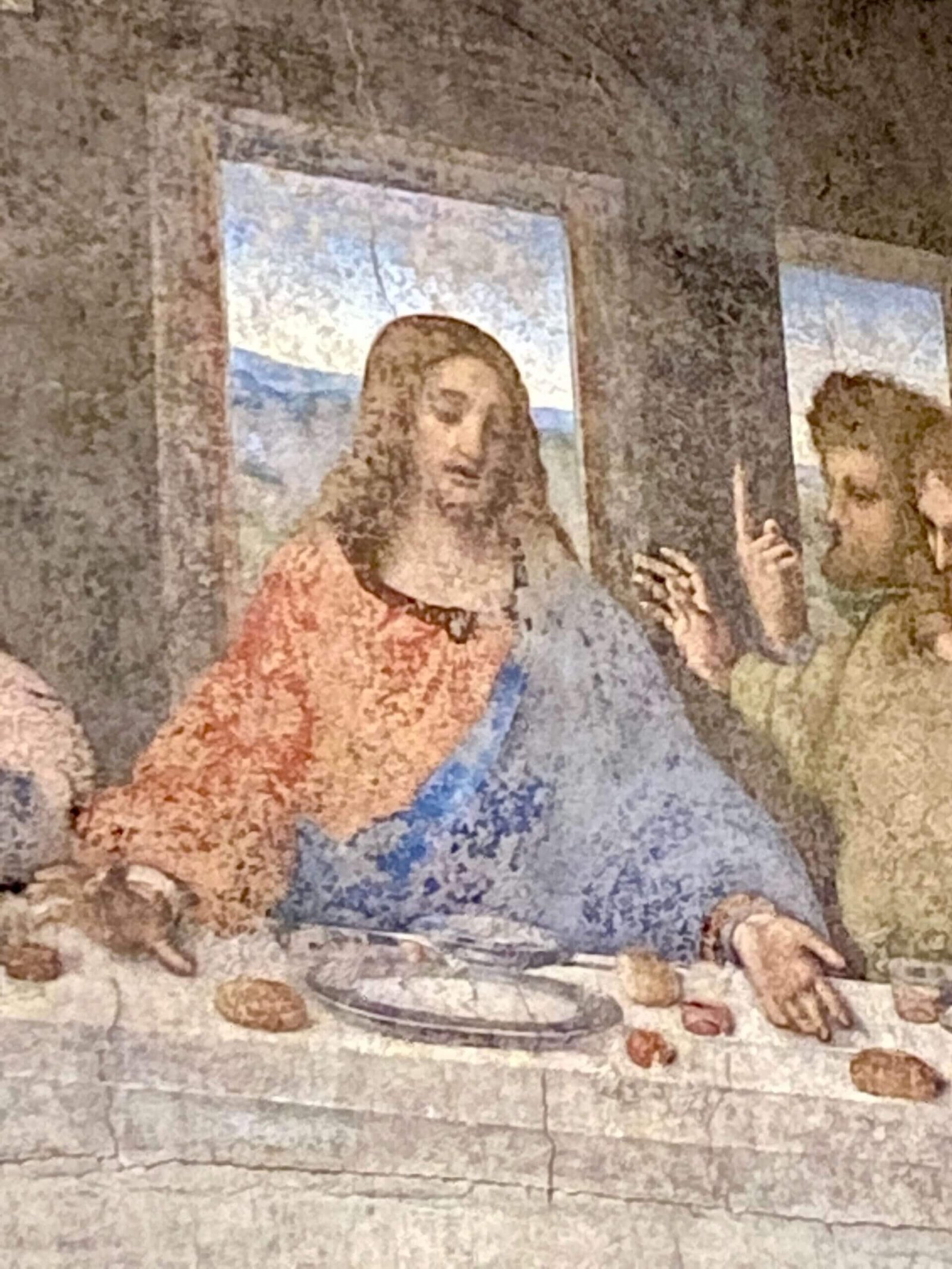 closeup of Jesus in the Last Supper painting, ouritalianjourney.com