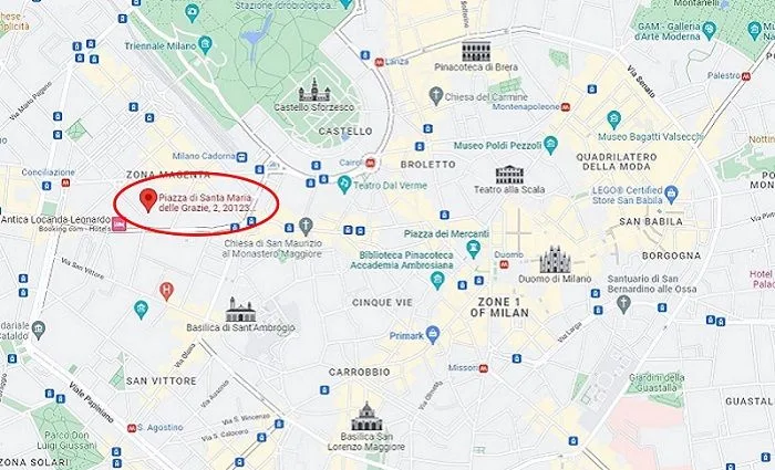 Map of location of the Last Supper, ouritalianjourney.com