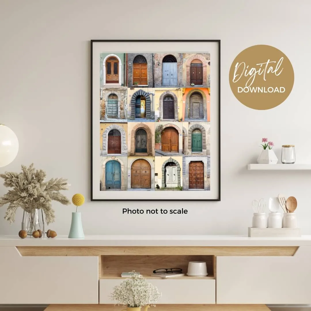 16x20 Portrait mockup of digital download of doors in Italy. No border, digital, printable, posters, ouritalianjourney.com