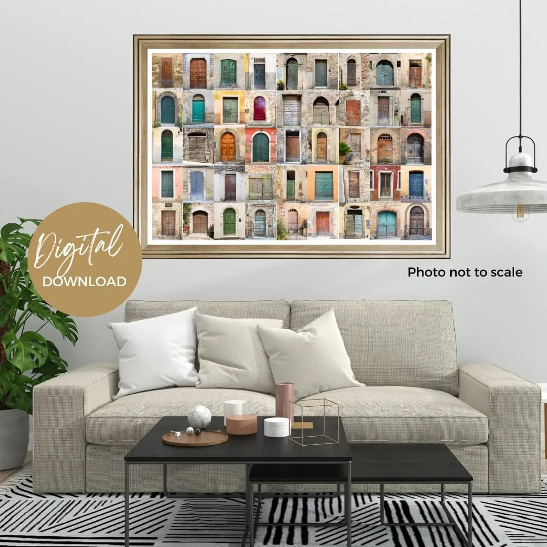 36x24 Landscape Mockup of digital download of doors in Italy. No border, digital, printable, posters, ouritalianjourney.com