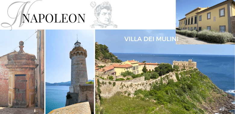 collage of Napoleon's villa on Isola d'Elba in Tuscany, Italy. ouritalianjourney.com