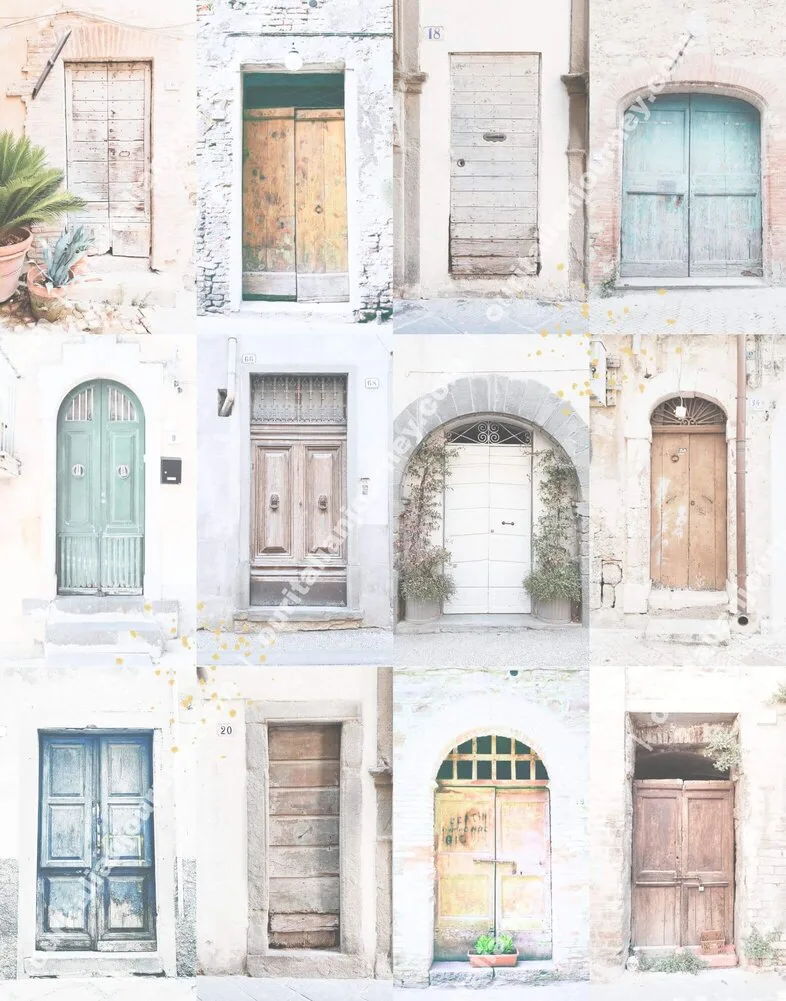 11x14 (Portrait) Doors in Italy - White Washed