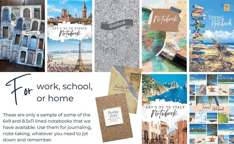 Lined-notebooks for work, school, and home use.