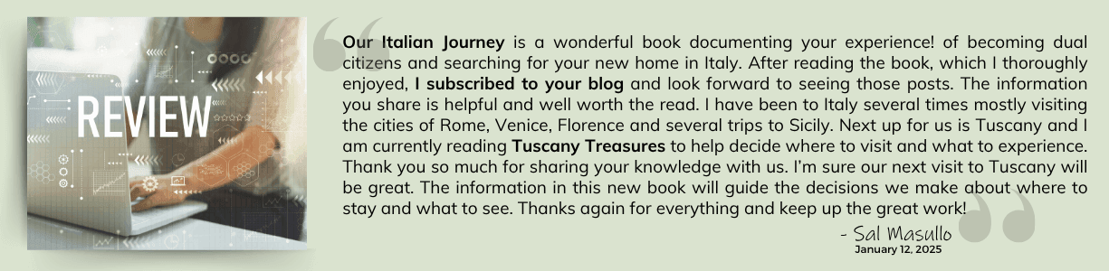 Blog and book review for Our Italian Journey - ouritalianjourney.com