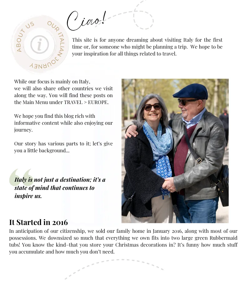 Ilene and Gary Modica information about books and blog - ouritalianjourney.com